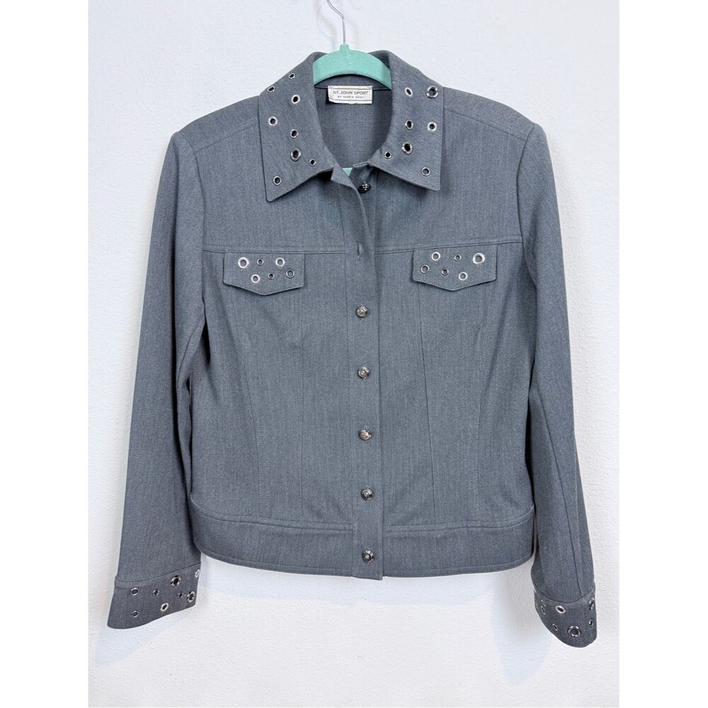 St. John Sport Gray Grommet Jacket 6